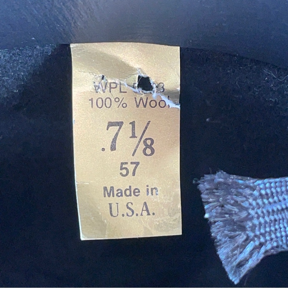 Bailey Brahma Black 7 1/8 Band Men Western Cowboy Hat USA Made 100% Wool VGUC! - Picture 9 of 11